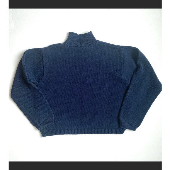 SOLD 90s Vintage Cotton Classic American Flag Mock Turtleneck Cropped Sweater - Picture 5 of 9